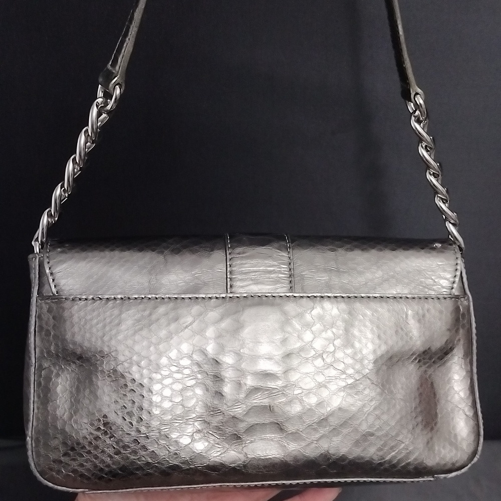 Michael Kors Metallic Gunmetal Python Embossed Fl… - image 7